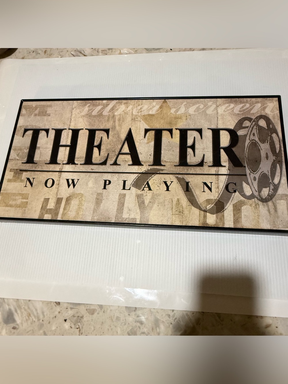 Theater Now Playing Wall Art - Beige and Black